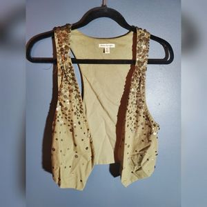 American Eagle Khaki Green Embellished Vest